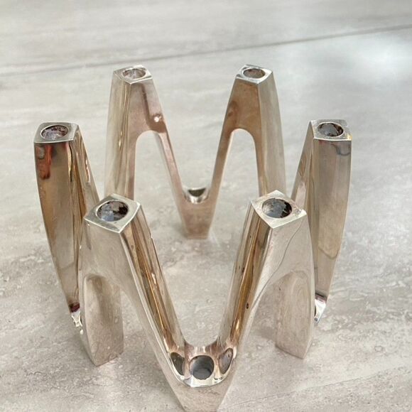 Set of 2 Dansk Candle Holder Crown Candelabra Jens Quistgaard Silverplate Danish - Picture 4 of 5